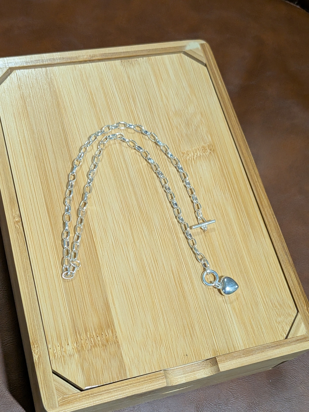Sterling Silver Heart Toggle Necklace - Silver